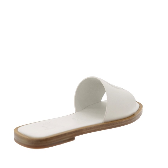 Christian Louboutin CL Mule Flat White Leather Sandals Size 39 New - Picture 4 of 7